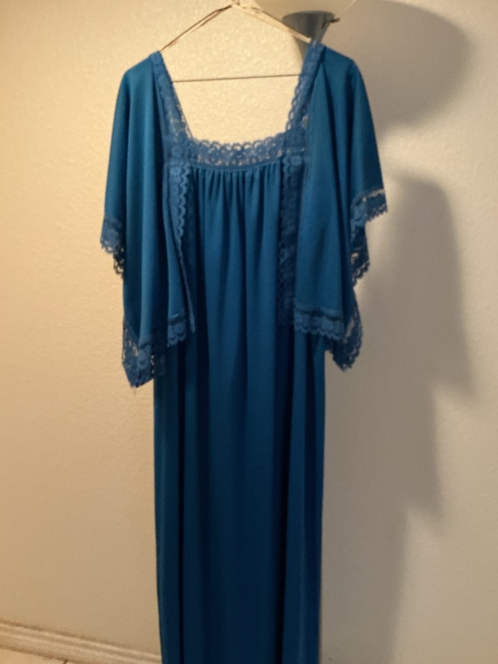Blue Lace-Trim Nightgown and Robe Set - Women Intimates